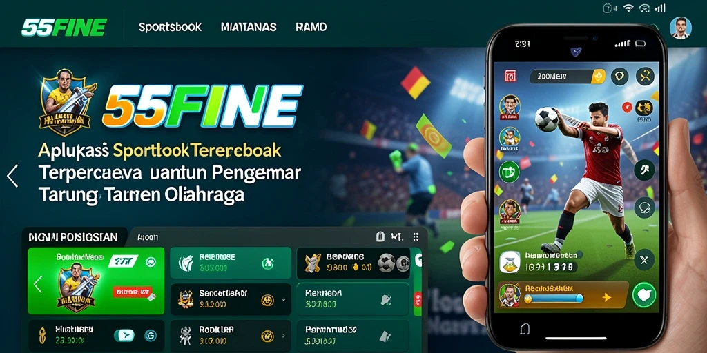 Tampilan antarmuka pengguna aplikasi Sportsbook 55FIVE yang menarik.