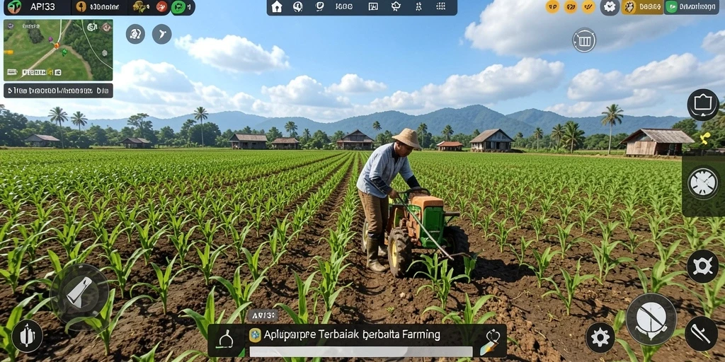 Tampilan gameplay menarik dari API33 dengan aktivitas bertani dan interaksi pengguna.