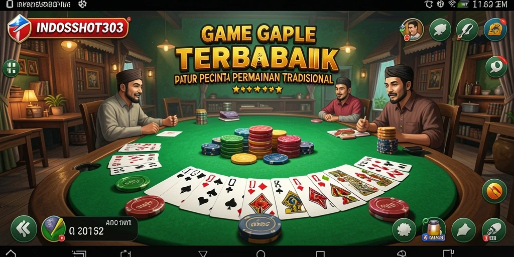 Tampilan gameplay seru INDOSLOT303 saat bermain Gaple dengan teman.