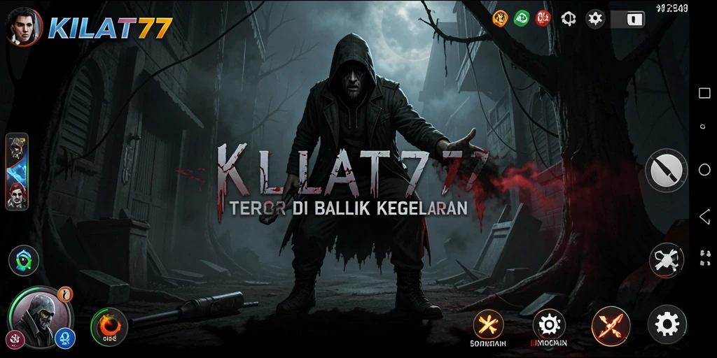 Screenshot gameplay KILAT77 menampilkan suasana Horror yang mencekam.