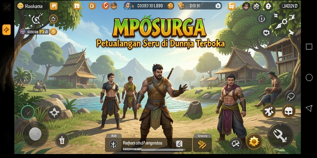 Screenshot MPOSURGA menampilkan pemain menjelajahi dunia terbuka yang luas.