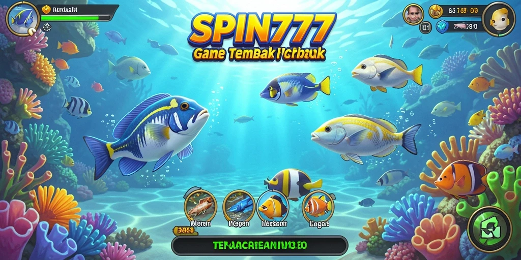 Screenshot gameplay SPIN777 menampilkan aksi seru tembak ikan.