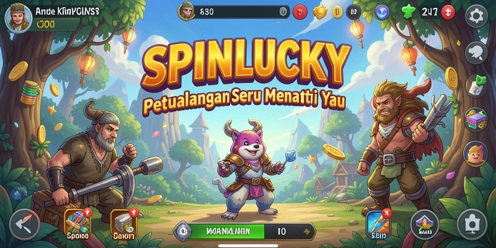 Tampilan gameplay SPINLUCKY yang mendebarkan dan penuh aksi.